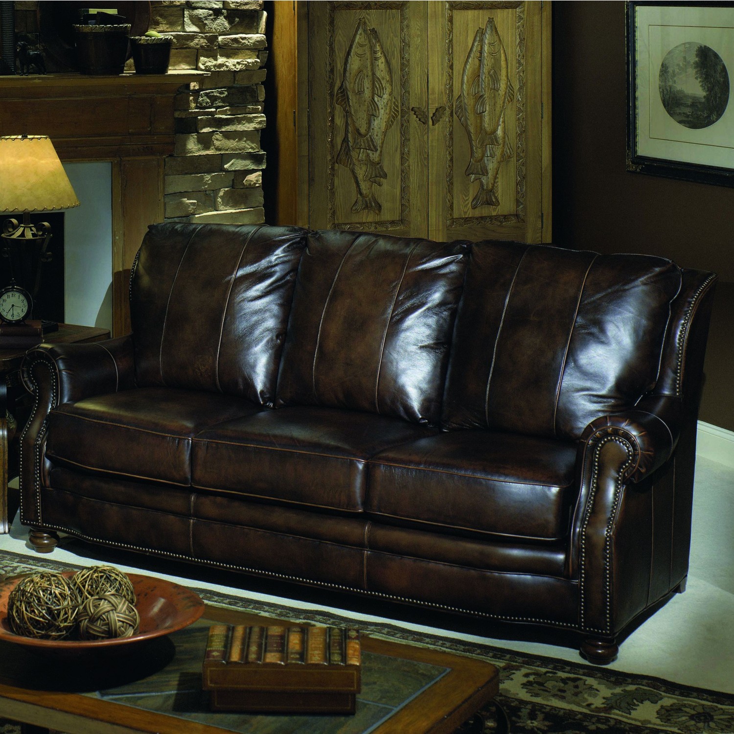 картинка Комфортный трехместный диван в коже шоколадного цвета Jackson, APLuxury от Sohogallery.ru